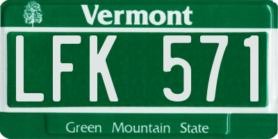 VT license plate LFK571