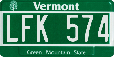 VT license plate LFK574