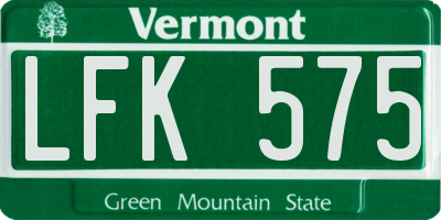 VT license plate LFK575