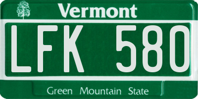 VT license plate LFK580