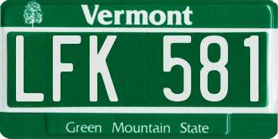 VT license plate LFK581