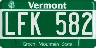 VT license plate LFK582