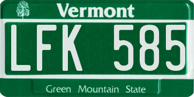 VT license plate LFK585
