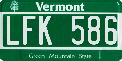 VT license plate LFK586