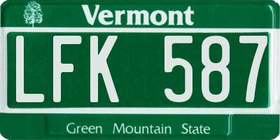 VT license plate LFK587