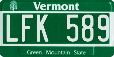 VT license plate LFK589