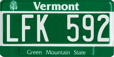 VT license plate LFK592