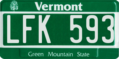 VT license plate LFK593