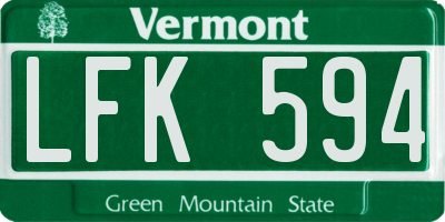 VT license plate LFK594