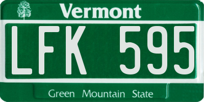 VT license plate LFK595