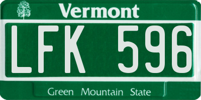 VT license plate LFK596