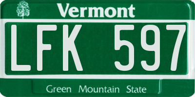 VT license plate LFK597
