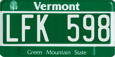VT license plate LFK598