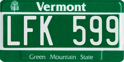 VT license plate LFK599