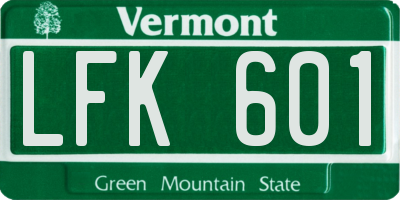 VT license plate LFK601