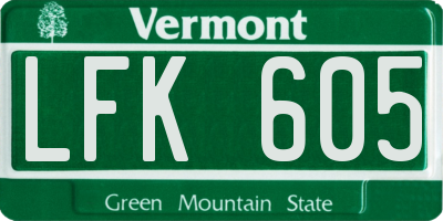 VT license plate LFK605