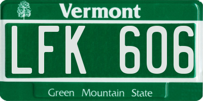 VT license plate LFK606