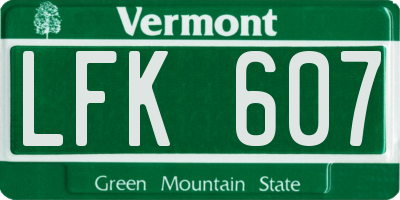 VT license plate LFK607