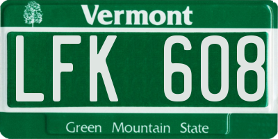 VT license plate LFK608