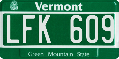 VT license plate LFK609