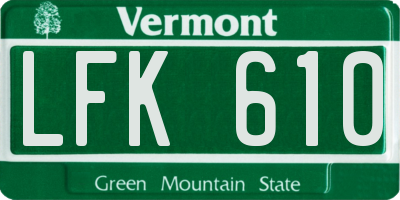 VT license plate LFK610
