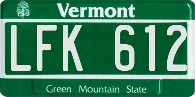 VT license plate LFK612