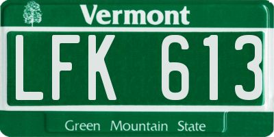 VT license plate LFK613