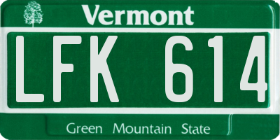 VT license plate LFK614