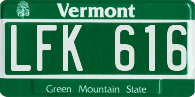 VT license plate LFK616