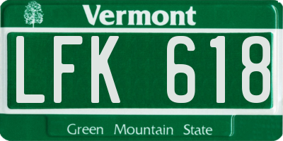 VT license plate LFK618