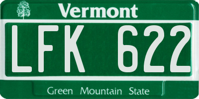 VT license plate LFK622