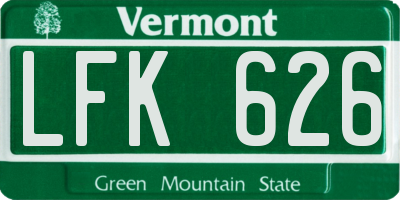 VT license plate LFK626