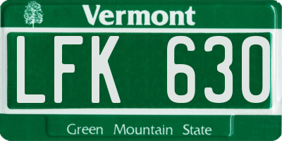 VT license plate LFK630