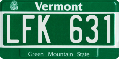 VT license plate LFK631