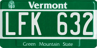 VT license plate LFK632