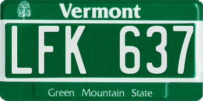 VT license plate LFK637