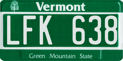 VT license plate LFK638