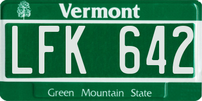 VT license plate LFK642