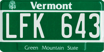 VT license plate LFK643