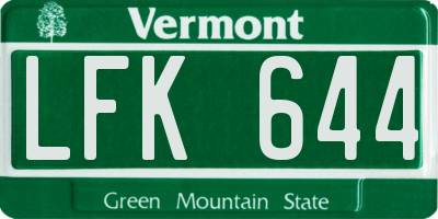VT license plate LFK644