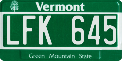 VT license plate LFK645