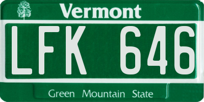 VT license plate LFK646