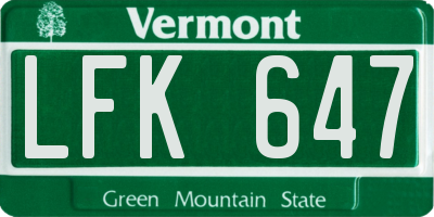 VT license plate LFK647