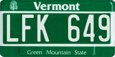 VT license plate LFK649