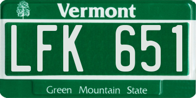 VT license plate LFK651