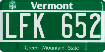 VT license plate LFK652