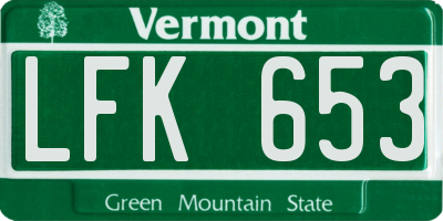VT license plate LFK653