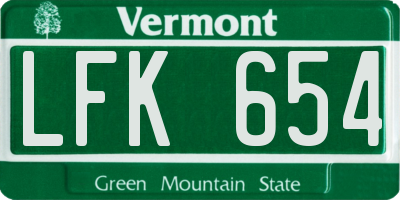 VT license plate LFK654