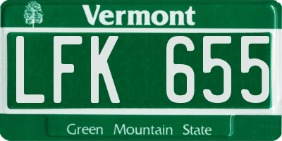VT license plate LFK655