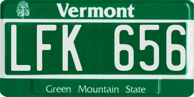 VT license plate LFK656